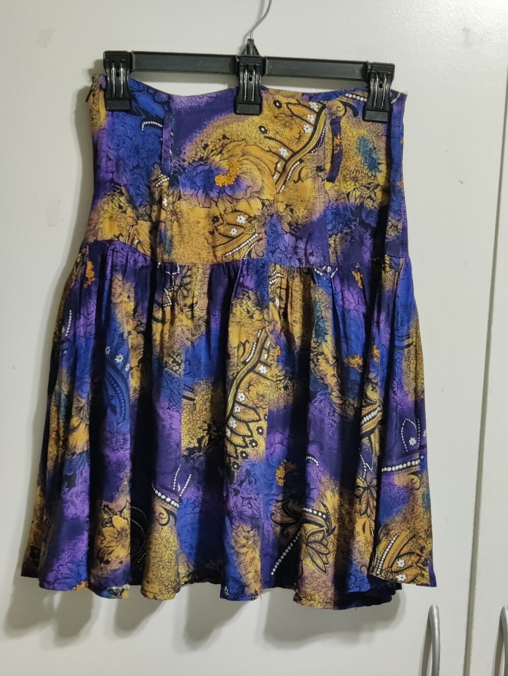 Vintage-Inspired Purple & Gold Flare Skirt